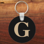 シンプルカスタムモダンイニシャルブラック&ベージュ キーホルダー (正面)