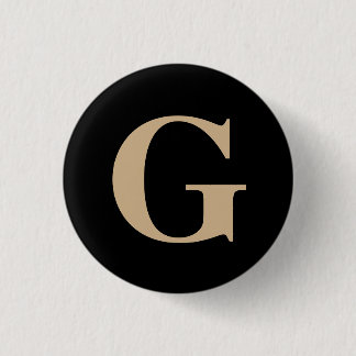 シンプルカスタムモダンイニシャルブラック&ベージュ 缶バッジ