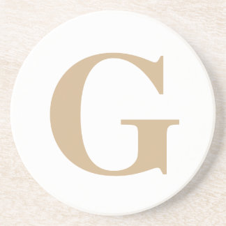 シンプルカスタムモダンイニシャルホワイト&ベージュ コースター