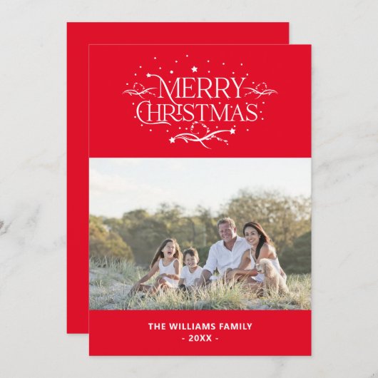 シンプルカスタムモダン写真家族メリークリスマス シーズンカード (正面/裏面)