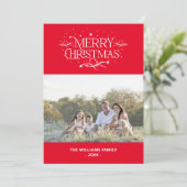 シンプルカスタムモダン写真家族メリークリスマス シーズンカード (スタンド正面)