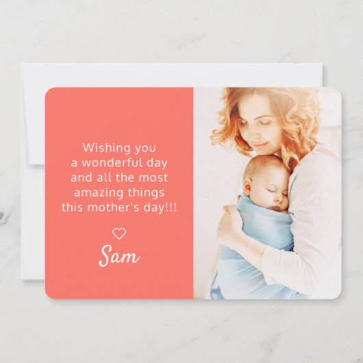 シンプルカスタムモダン写真母の日 カード (裏面)