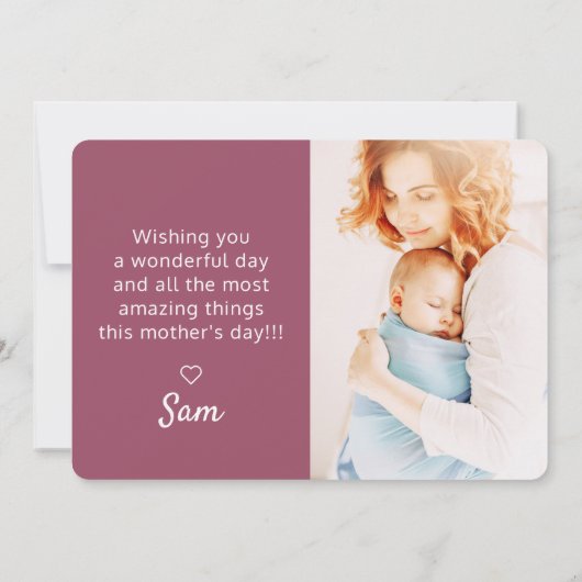 シンプルカスタムモダン写真母の日 カード (裏面)
