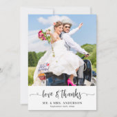 シンプルカスタムモダン写真結婚のパーソナライズされた写真 サンキューカード (正面)