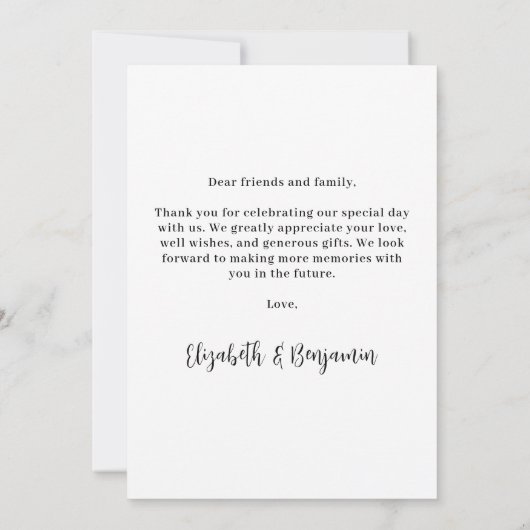 シンプルカスタムモダン写真結婚のパーソナライズされた写真 サンキューカード (裏面)