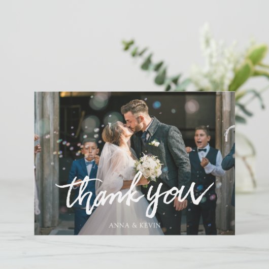 シンプルカスタムモダン写真結婚の サンキューカード (スタンド正面)