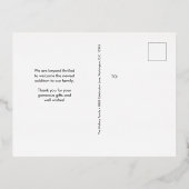 シンプルカスタムモダン感謝していBaby Shower写真you 箔招待状ポストカード (裏面)