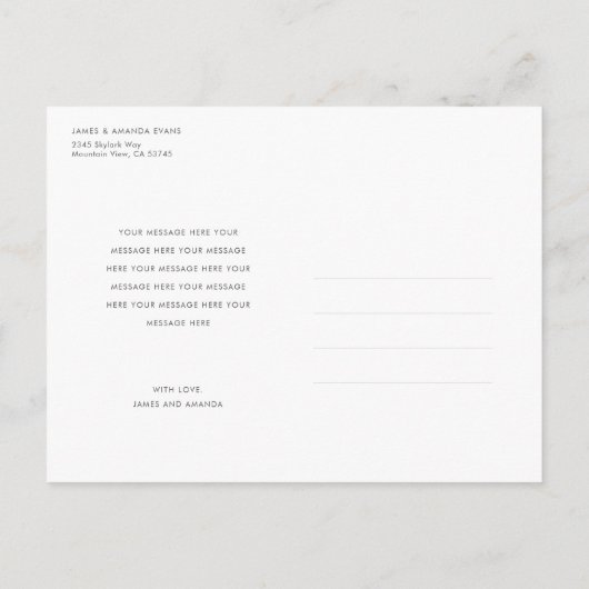 シンプルカスタムモダン新生児誕生 案内ポストカード (裏面)