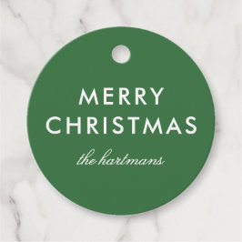 シンプルカスタムモダン色バックストライプのクリスマス フェイバータグ