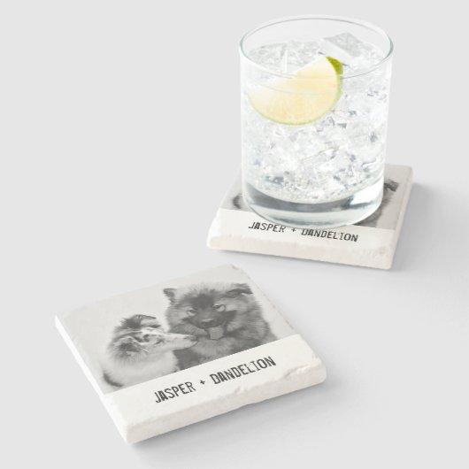 シンプルカスタムモダンPet/People写真 ストーンコースター (横)