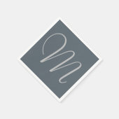 シンプルカスタムモノグラムの紙ナプキンズグレイ スタンダードカクテルナプキン (角)