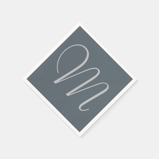 シンプルカスタムモノグラムの紙ナプキンズグレイ スタンダードカクテルナプキン (角)