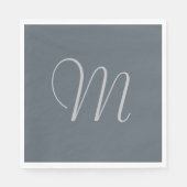 シンプルカスタムモノグラムの紙ナプキンズグレイ スタンダードランチョンナプキン (正面)