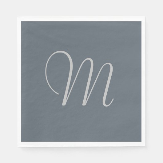 シンプルカスタムモノグラムの紙ナプキンズグレイ スタンダードランチョンナプキン (正面)