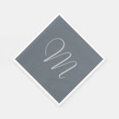 シンプルカスタムモノグラムの紙ナプキンズグレイ スタンダードランチョンナプキン (角)