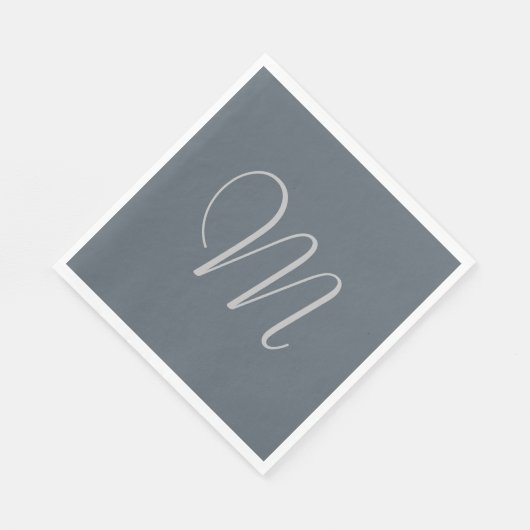 シンプルカスタムモノグラムの紙ナプキンズグレイ スタンダードランチョンナプキン (角)