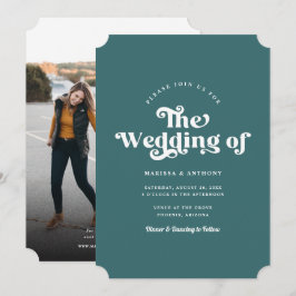 シンプルカスタムレトロモダン写真結婚s 招待状