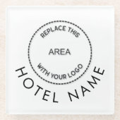 シンプルカスタムロゴホテル名任意の色 ガラスコースター (正面)