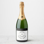 シンプルカスタムロゴホテル名任意の色 スパークリングワインラベル (正面)