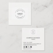 シンプルカスタムロゴ名称とソーシャル スクエア名刺 (正面/裏面)