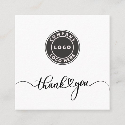 シンプルカスタムロゴBusiness Thank You Insert Card スクエア名刺 (正面)