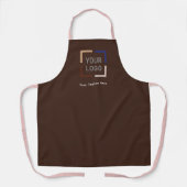 シンプルカスタム会社のロゴパーソナライズされたブラウン エプロン (正面)