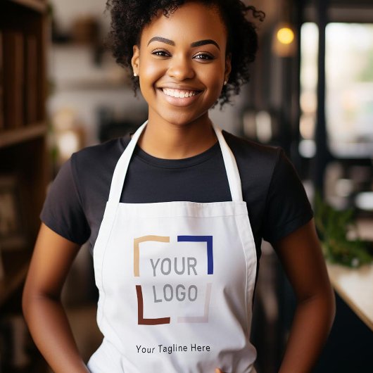 シンプルカスタム会社のロゴパーソナライズされた白 エプロン