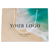 シンプルカスタム写真と文字ビジネスロゴ ラージペーパーバッグ (正面)