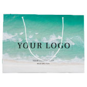 シンプルカスタム写真と文字ビジネスロゴ ラージペーパーバッグ (裏面)