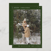 シンプルカスタム写真グリーンメリークリスマス シーズンカード (正面/裏面)