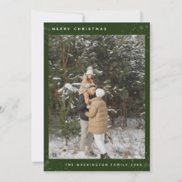 シンプルカスタム写真グリーンメリークリスマス シーズンカード