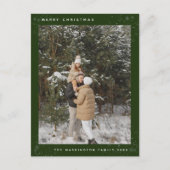 シンプルカスタム写真グリーンメリークリスマス シーズンポストカード (正面)