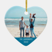 シンプルカスタム写真両面ハート形 セラミックオーナメント (正面)