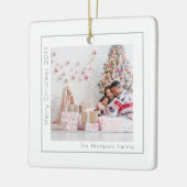 シンプルカスタム写真名年メリークリスマス セラミックオーナメント (左)
