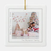 シンプルカスタム写真名年メリークリスマス セラミックオーナメント (裏面)