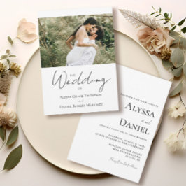 シンプルカスタム写真白黒結婚ズ 招待状