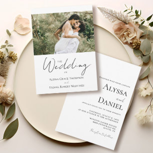 シンプルカスタム写真白黒結婚ズ 招待状