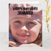 シンプルカスタム写真誕生日グリーティングカード カード (黄色い花)