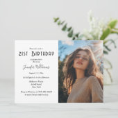 シンプルカスタム写真21歳の誕生日パーティー 招待状 (スタンド正面)