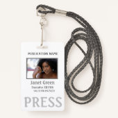 シンプルカスタム写真IDジャーナリストPress Pass バッジ (正面ランヤード)
