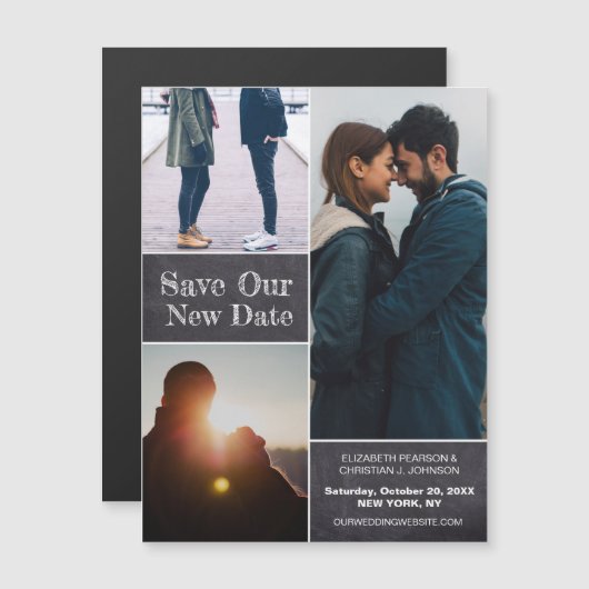 シンプルカスタム写真NEW DATEのMaを結婚変更 マグネット招待状 (正面/裏面)