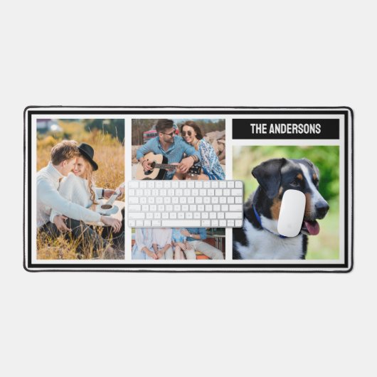 シンプルカスタム家族のコラージュ表マット デスクマット (キーボード&マウス)