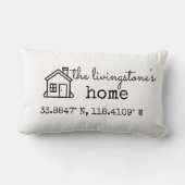 シンプルカスタム家族ホームGPS座標ギフト ランバークッション (裏面)