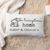 シンプルカスタム家族ホームGPS座標ギフト ランバークッション (ブランケット)