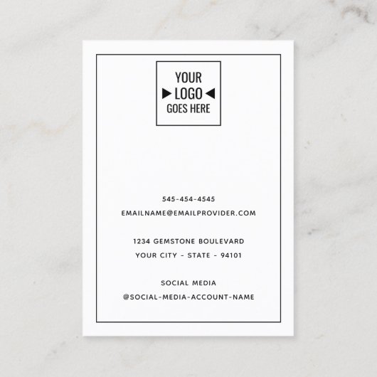 シンプルカスタム店舗ロゴジュエリー表示カード 名刺 (裏面)