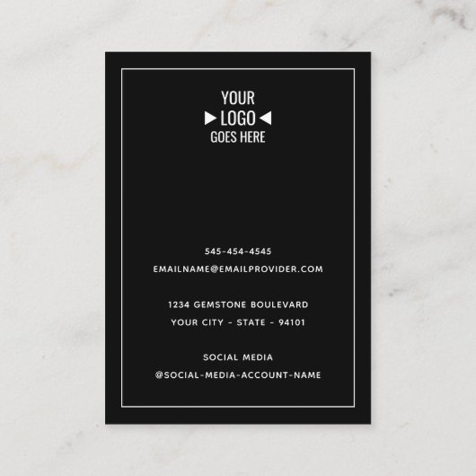 シンプルカスタム店舗ロゴジュエリー表示カード 名刺 (裏面)