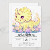 シンプルカスタム恐竜デジタル誕生日 招待状 (正面/裏面)