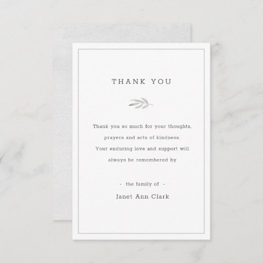シンプルカスタム悔やみや弔慰サンキューカード サンキューカード (正面/裏面)