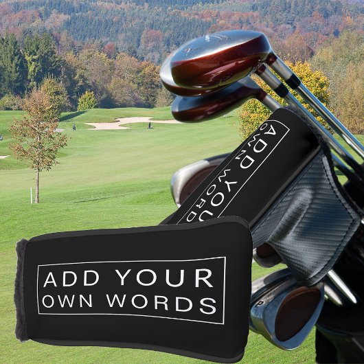 シンプルカスタム文言ブラックとホワイトパター ゴルフヘッドカバー