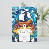 シンプルカスタム海賊赤ちゃんシャワー サンキューカード (スタンド正面)